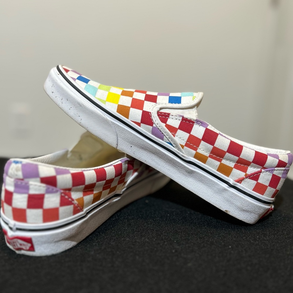 Vans Rainbow Checkered Slip-On Shoes - Picture 4 of 5